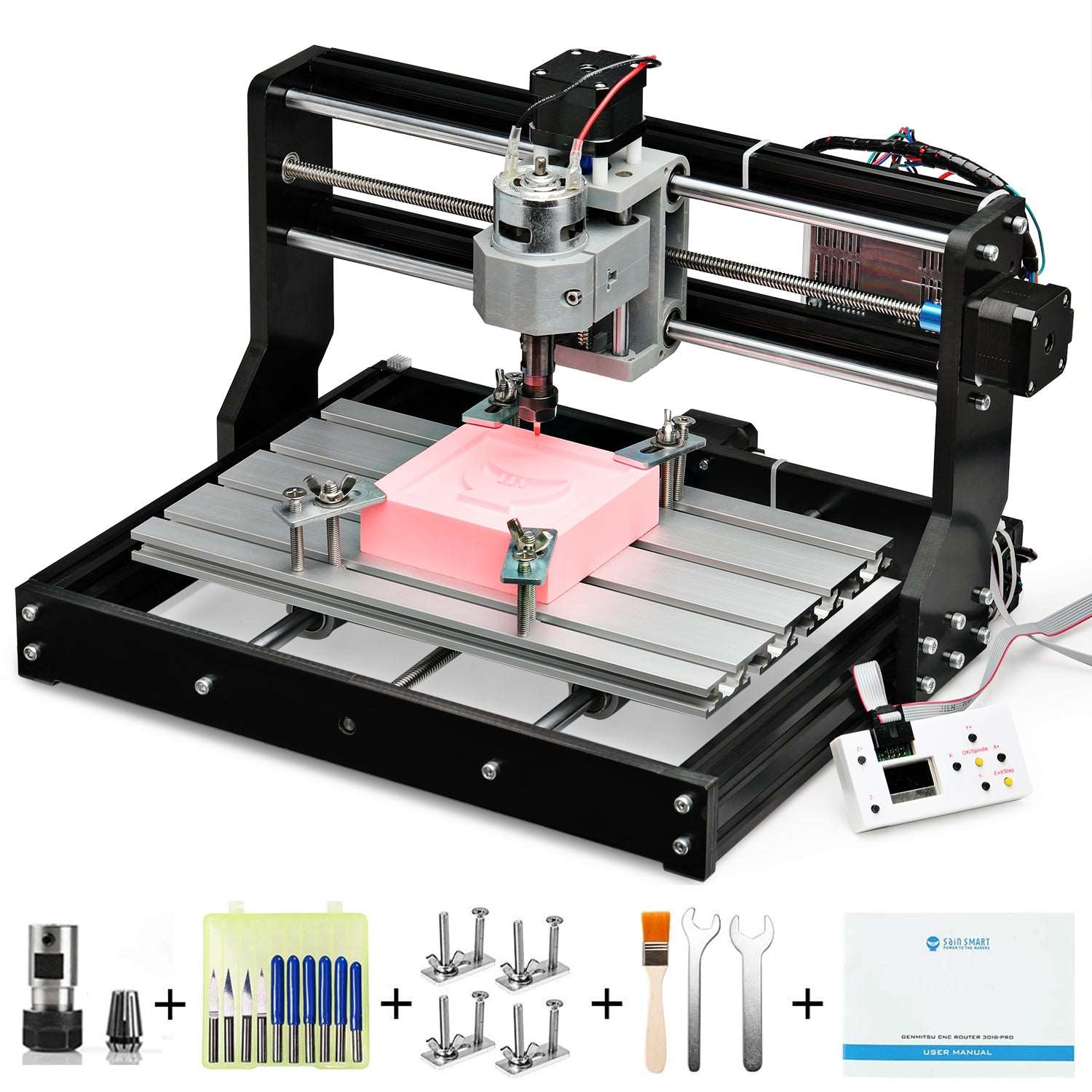 Desktop CNC Router Machine 3018-SE V2 with Transparent Enclosure, 3-Axis authentic Engravi