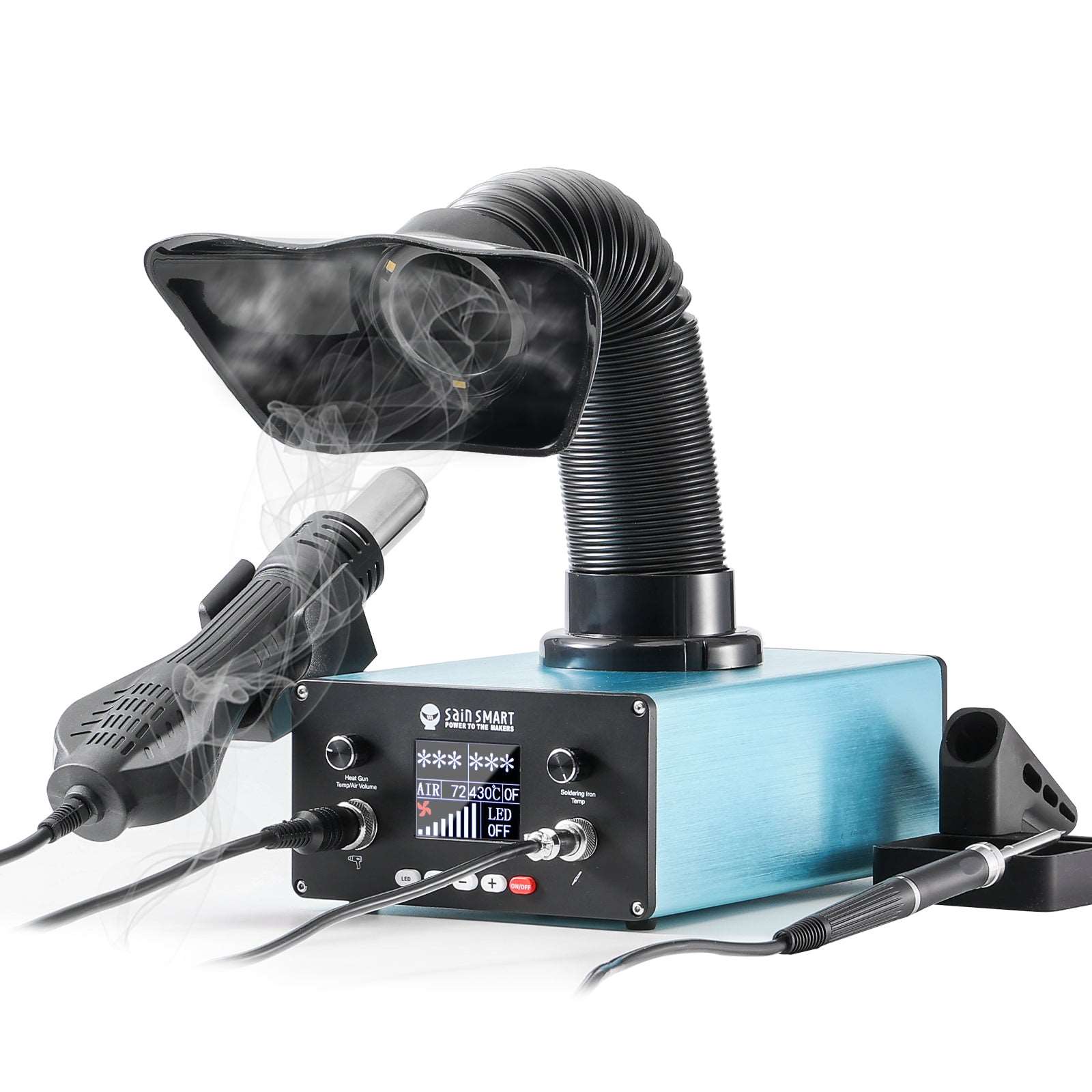 Product Image 3-in-1 850W Soldering Station, Soldering Iron, Hot Air Gun, Smoke Absorber with LED Light Rework Station Kit, Digital LED Display, Auto Sleep and Cooling Mode, °C/°F Conversion