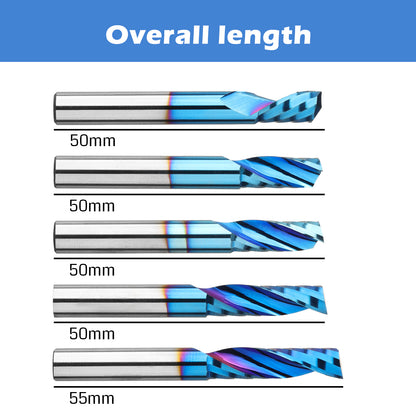 OS05A, 1/4" Shank, Carbide Spiral O Flute Up Cut Cutter, 5Pcs