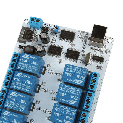 16-Channel 9-36V USB Relay Module