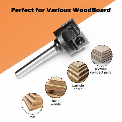 SS01-06, Φ1/4''-1/2'' Shank, Φ25-60mm Cutting Diameter, CNC Spoilboard Surfacing Router Bit, 1pc