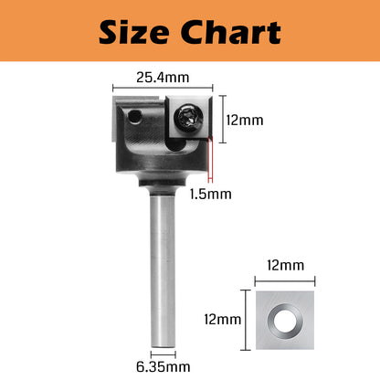 SS01-06, Φ1/4''-1/2'' Shank, Φ25-60mm Cutting Diameter, CNC Spoilboard Surfacing Router Bit, 1pc