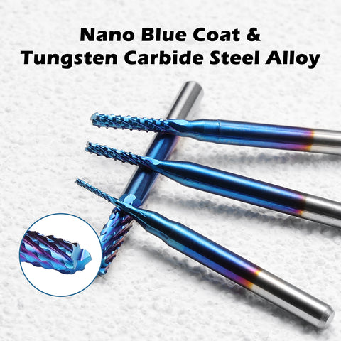 SainSmart Genmitsu Lot de 10 Fraises à Tête Plate Nano Blue Coat  Ball/Fraiseuse à Tête Plate CNC 1/8 avec Spirale de Tige Upcut 2 Flûtes  Transversales (3.175 x 17 x 38mm) 