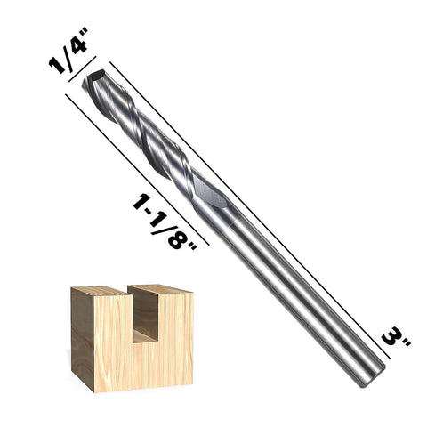 2FNC05, 1/4" Shank, 3”Overall Length, 2-Flute Flatl Nose, End Mills CNC Router Bits, Stainless Steel Metal with TiAlN Coating, For Aluminum, Metal, Plastic, MDF & Wood, 5pcs