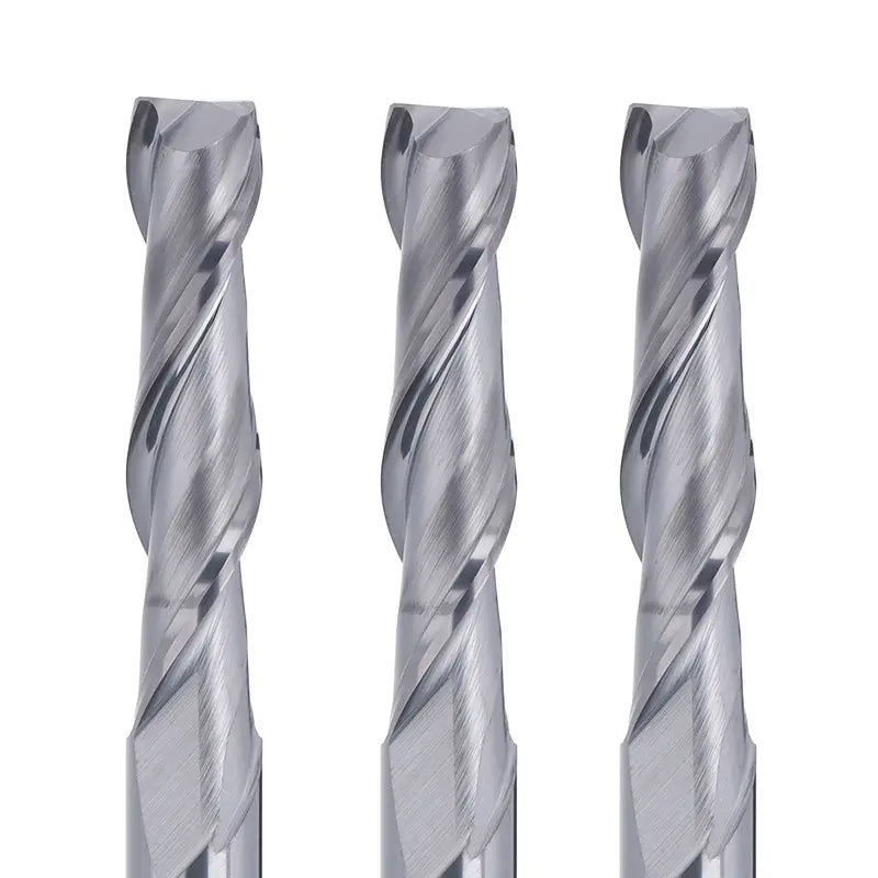 2FNC05, 1/4" Shank, 3”Overall Length, 2-Flute Flat End Mills CNC Router Bits, Stainless Steel Metal with TiAlN Coating, For Aluminum, Metal, Plastic, MDF & Wood, 5pcs