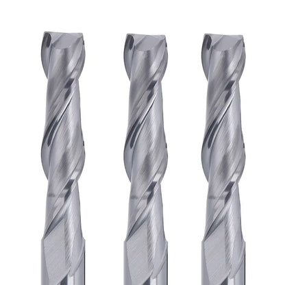 2FNC05, 1/4" Shank, 3”Overall Length, 2-Flute Flat End Mills CNC Router Bits, Stainless Steel Metal with TiAlN Coating, For Aluminum, Metal, Plastic, MDF & Wood, 5pcs