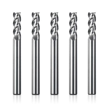 3EMC05, 1/4" Shank, End Mills CNC Router Bits, 3-Flute Flat Nose, 5pcs