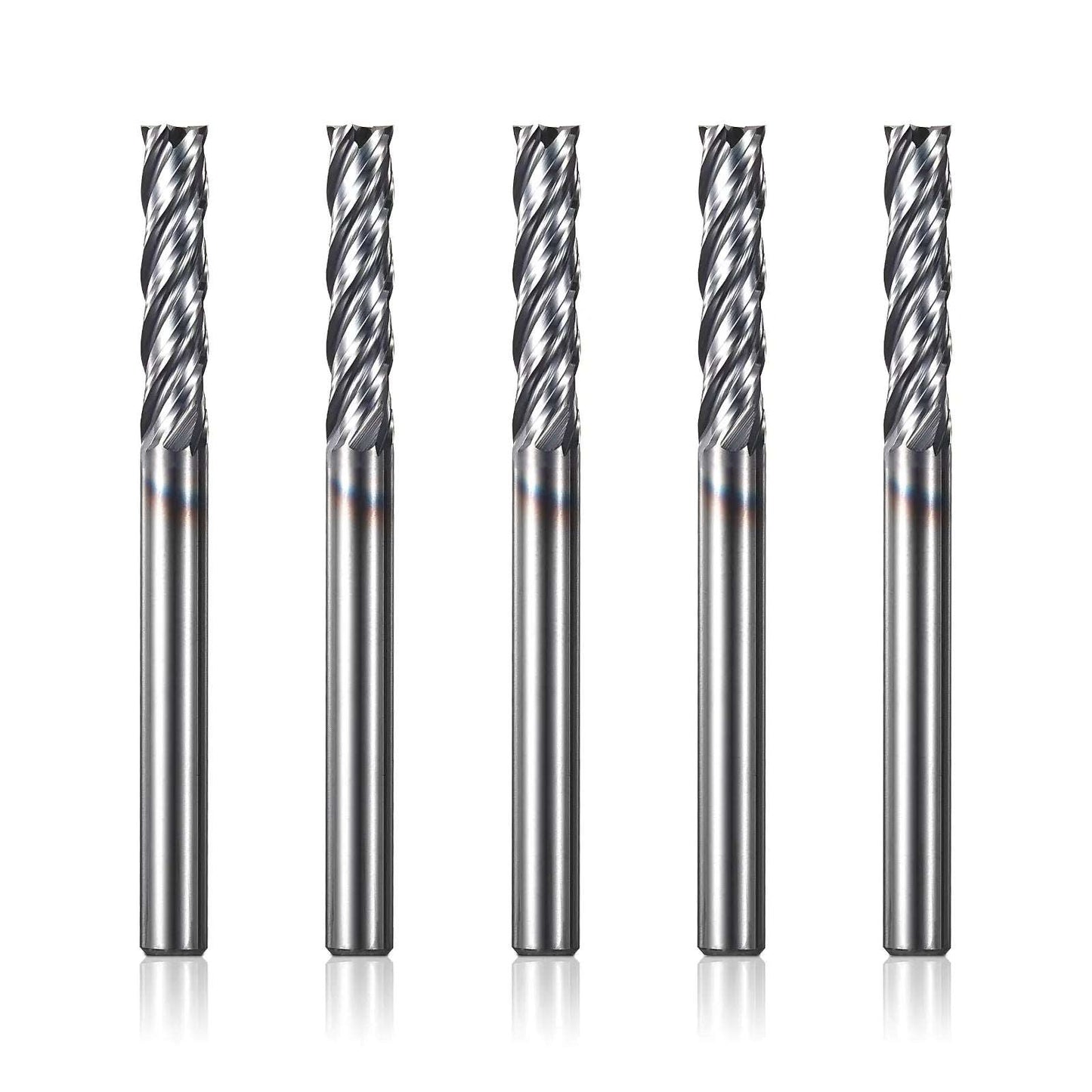 4FNC05, 1/4" Shank, End Mills CNC Router Bits, 4-Flute Flat Nose Milling, 5pcs