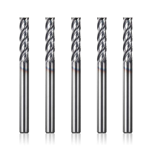 4FNC05, 1/4" Shank, End Mills CNC Router Bits, 4-Flute Flat Nose Milling, 5pcs