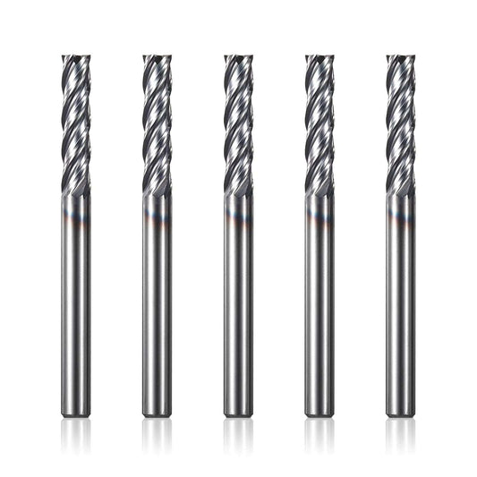 4FNC05, 1/4" Shank, End Mills CNC Router Bits, 4-Flute Flat Nose Milling, 5pcs