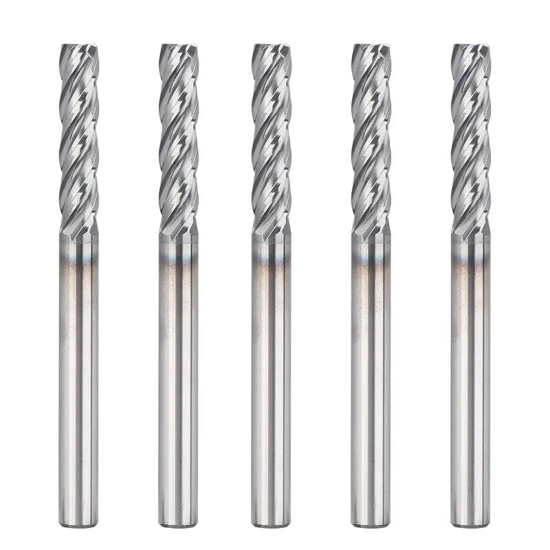 4FNC05, 1/4" Shank, End Mills CNC Router Bits, 4-Flute Flat Nose Milling, 5pcs