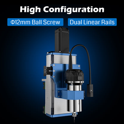 Add-on Z-Axis Assembly Kit Upgrade for PROVerXL 4X4 CNC Machine, NEMA23 Closed-Loop Stepper Motor, Φ65mm Spindle Motor Holder for Compact Router or Trim Router, Dual Linear Rails & Ball screw