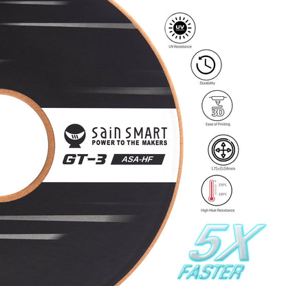 GT-3 High-Speed ASA Filament, 1.75mm Black, UV & Weather Resistant, Fit for Outdoor Functional Parts, 1kg, Accuracy +/- 0.04 mm