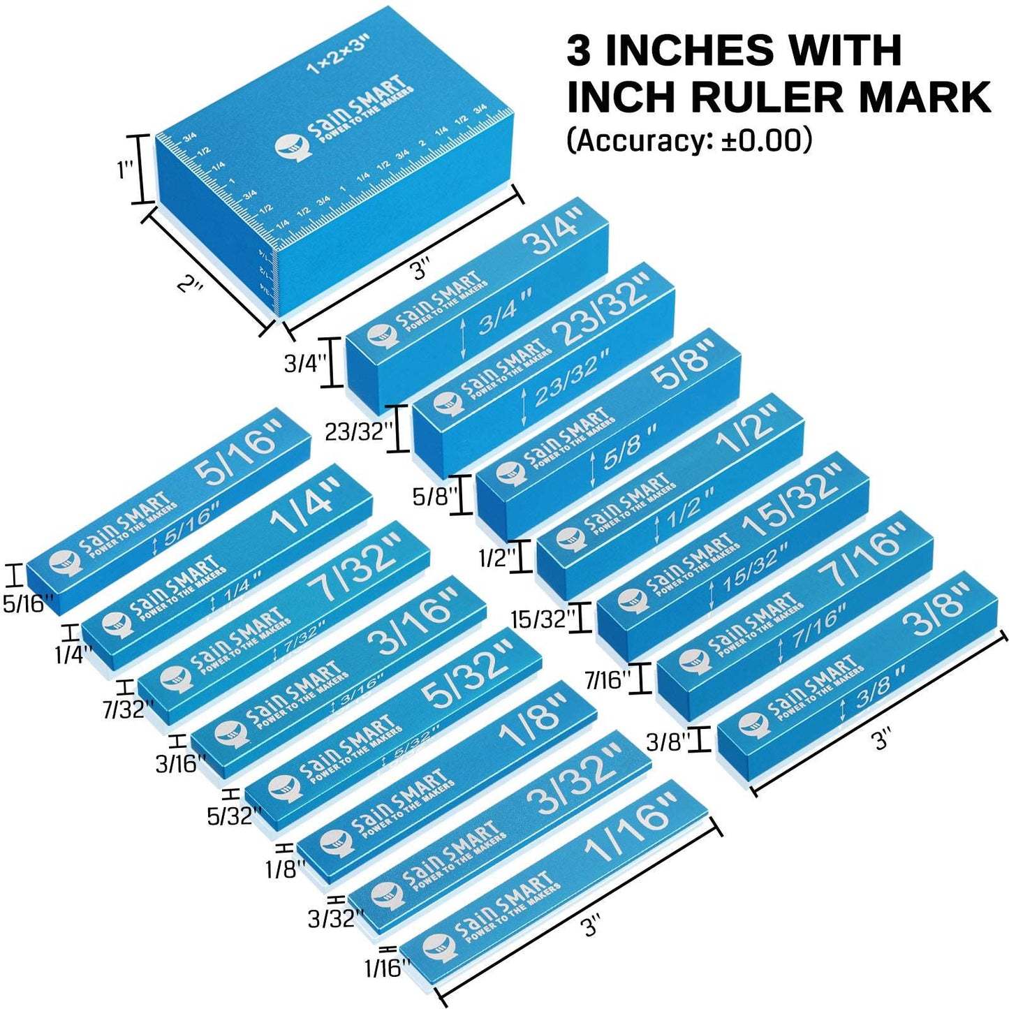 16pcs Precision Setup Blocks Height Gauge Set, for CNC Router and Table Saw