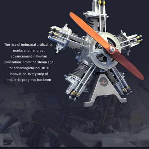 DM116, 5 Cylinder Radial DIY Engine Model Kit that Runs, 1: 6 Full Metal, 250+Pcs, Gifts for him