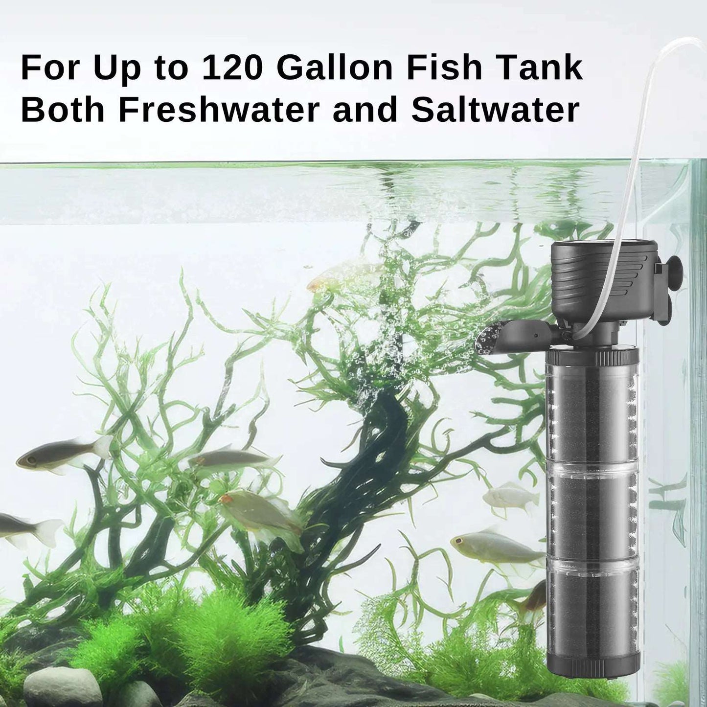 3 Stages 475 GPH Aquarium, Filter for Up to 120 Gallon Fish Tank