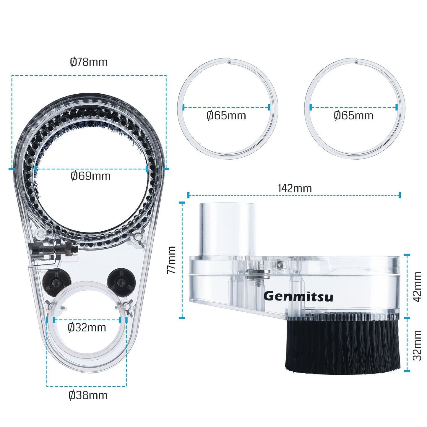 Φ65-69mm Acrylic Dust Shoe for Spindle Motor, Trimmer Router, for PROVerXL 4030, 6050 Plus CNC