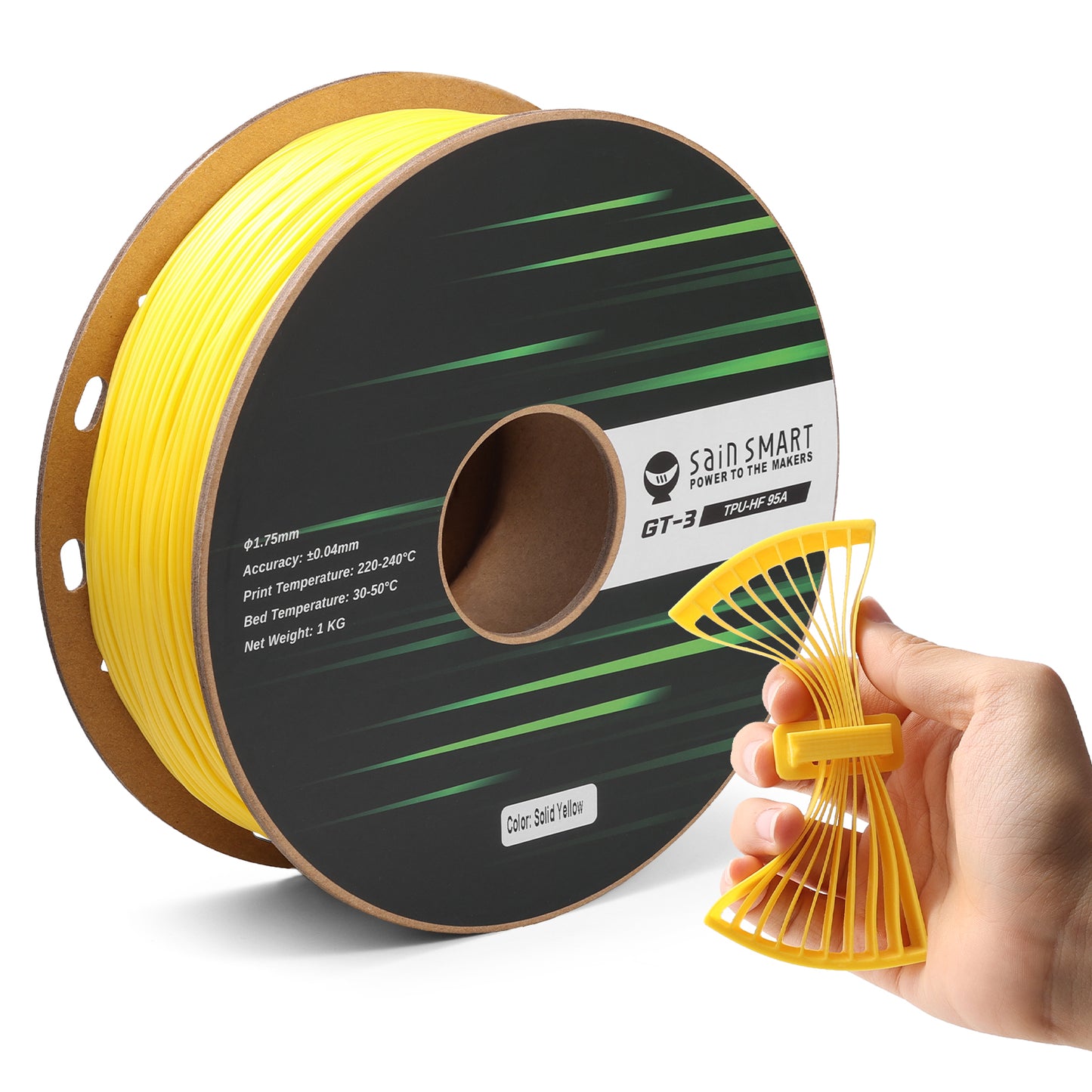 GT-3 High-Speed 95A Flexible TPU Filament-Yellow