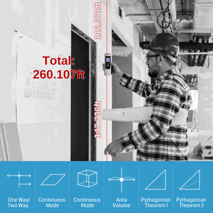 BLM262 Dual Laser Distance Meter 262ft/80M Bilateral Laser Measurement Tool Rechargeable