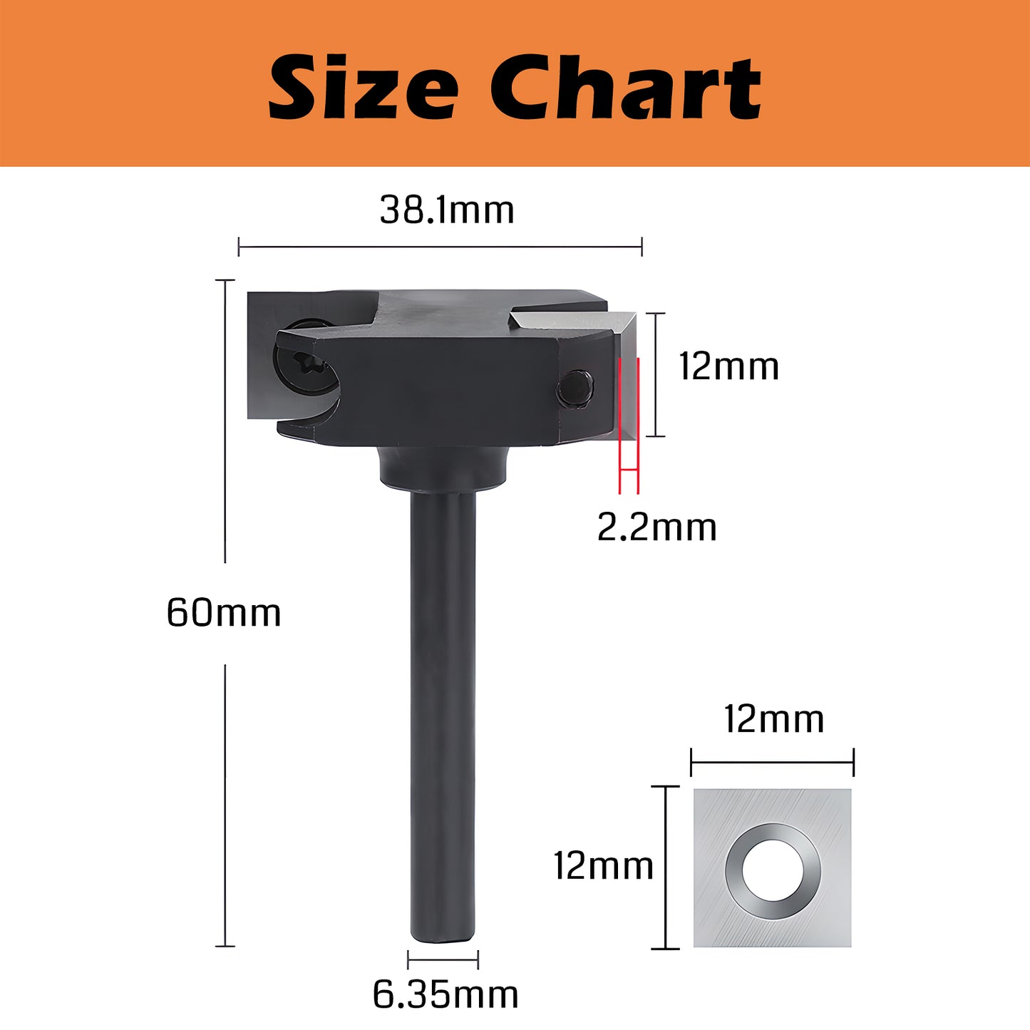 SS01-06, Φ1/4''-1/2'' Shank, Φ25-60mm Cutting Diameter, CNC Spoilboard Surfacing Router Bit, 1pc