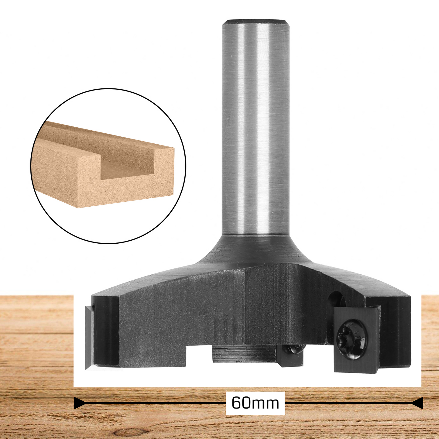 SS01-06, Φ1/4''-1/2'' Shank, Φ25-60mm Cutting Diameter, CNC Spoilboard Surfacing Router Bit, 1pc