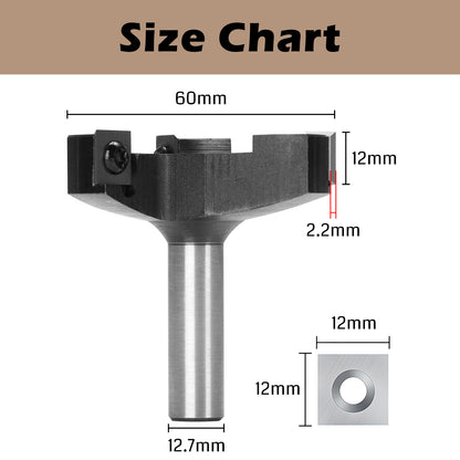 SS01-06, Φ1/4''-1/2'' Shank, Φ25-60mm Cutting Diameter, CNC Spoilboard Surfacing Router Bit, 1pc