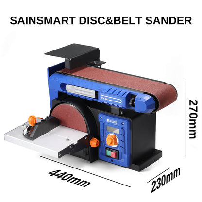 SainSmart Disc & Belt Sander 2-in-1, Adjustable Speed with Full Copper Motor, 0-90° Belt & 0-45° Tillable Worktable, Dust Collection Port