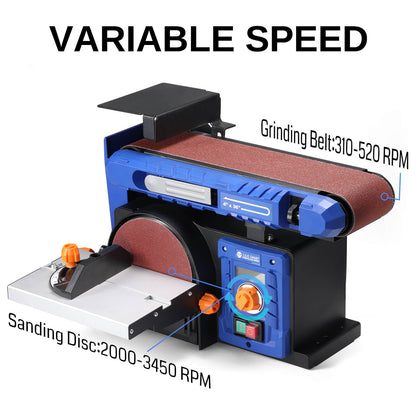 SainSmart Disc & Belt Sander 2-in-1, Adjustable Speed with Full Copper Motor, 0-90° Belt & 0-45° Tillable Worktable, Dust Collection Port