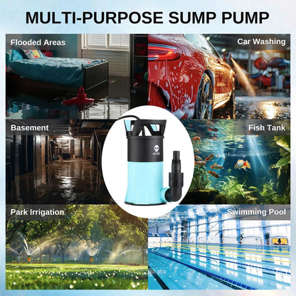 SainSmart Sump Pump, Thermoplastic Electric Portable Water Pump 1.15HP Submersible Water Pump with 3960GPH Capacity for Basement Drainage, Garden Irrigation, Swimming Pool and Hot Tub Maintenance