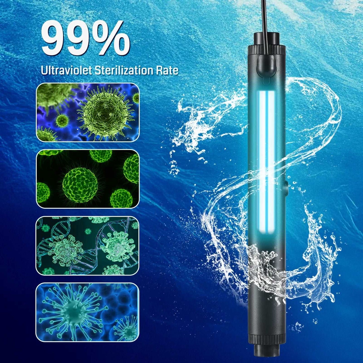 Aquarium UV Sterilizer, High-Efficiency Fish Tank UV Clean Light, UV Filter Aquarium, Ideal for 40-528 Gallon Fish Tank and Aquariums