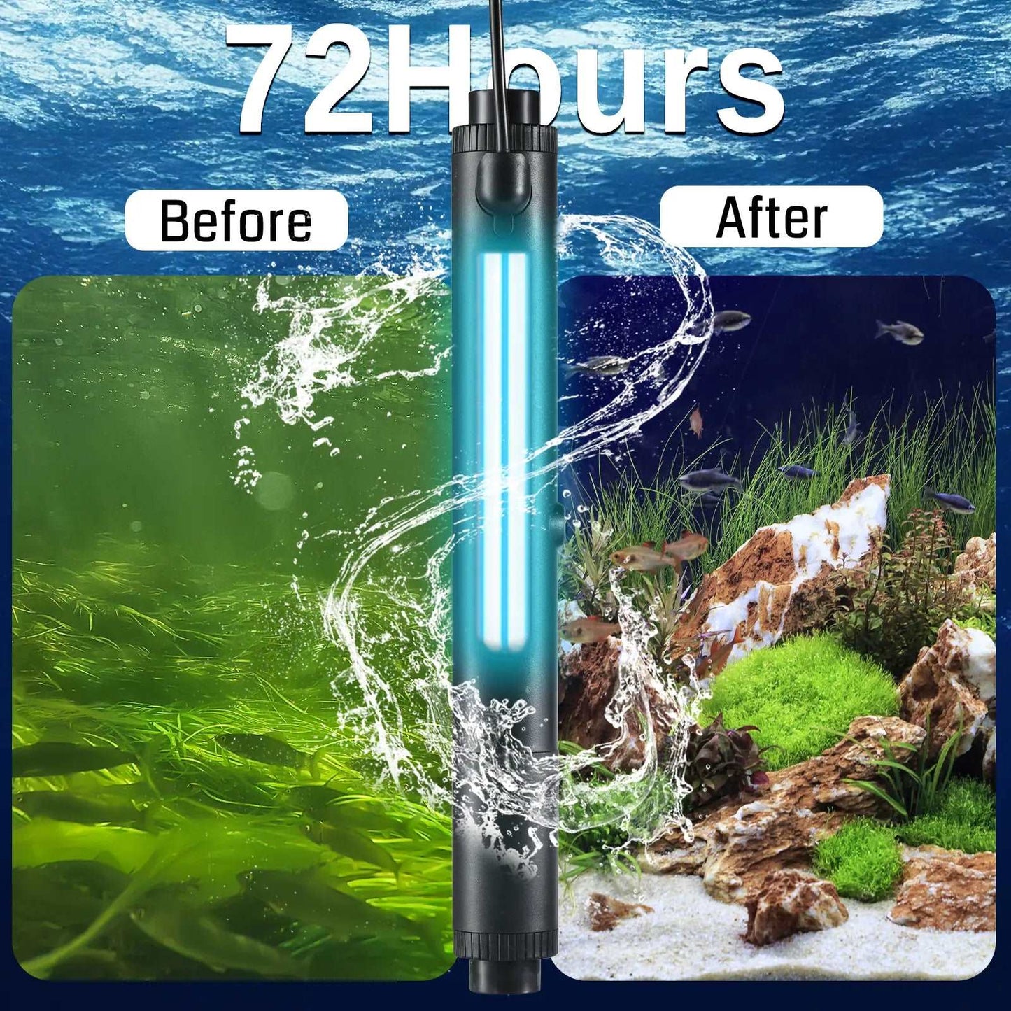 Aquarium UV Sterilizer, High-Efficiency Fish Tank UV Clean Light, UV Filter Aquarium, Ideal for 40-528 Gallon Fish Tank and Aquariums