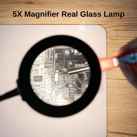 5X LED Light Magnifier Stand Table Magnifier PCB Magnifier Large