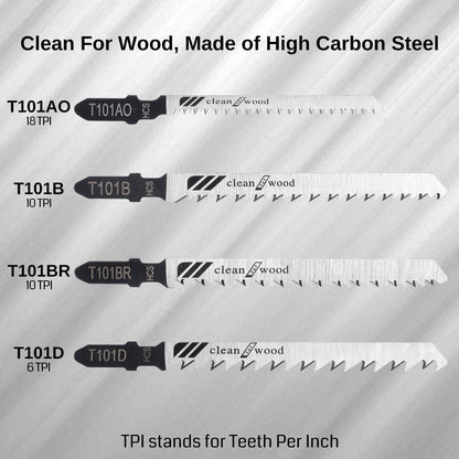 WOODSTARTER 10 Piece T-Shank Multi-Purpose Jigsaw Blades Set with Storage Case, Made with HCS/HSS, For Wood, Plastic and Metal Cutting