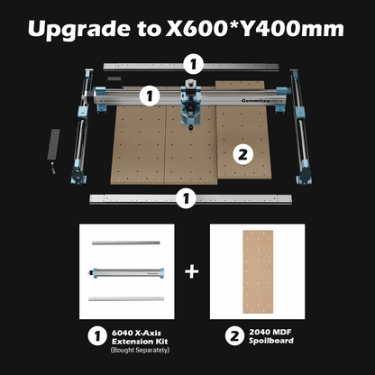 2040, 2060 Threaded Inserts MDF Spoilboard for 4040-PRO CNC Router XY Axis Extension Kit