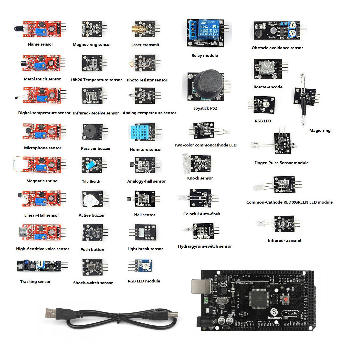 [Discontinued] 37 in 1 Sensor Kit with Mega 2560 R3