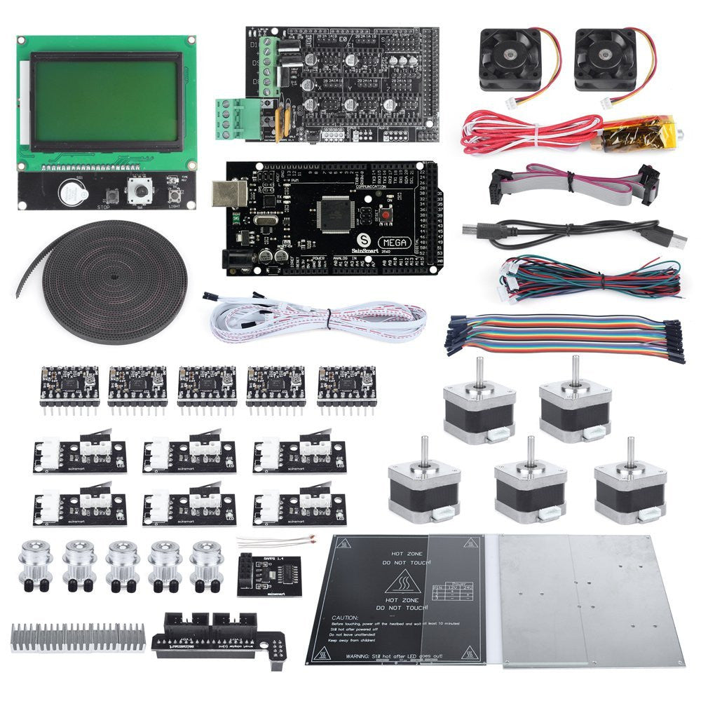 [Discontinued] SainSmart Ramps 1.4 + Mega2560 R3 + LCD12864 + A4988 + 0.5mm J-head Nozzle 3D Printer Kit for Arduino RepRap