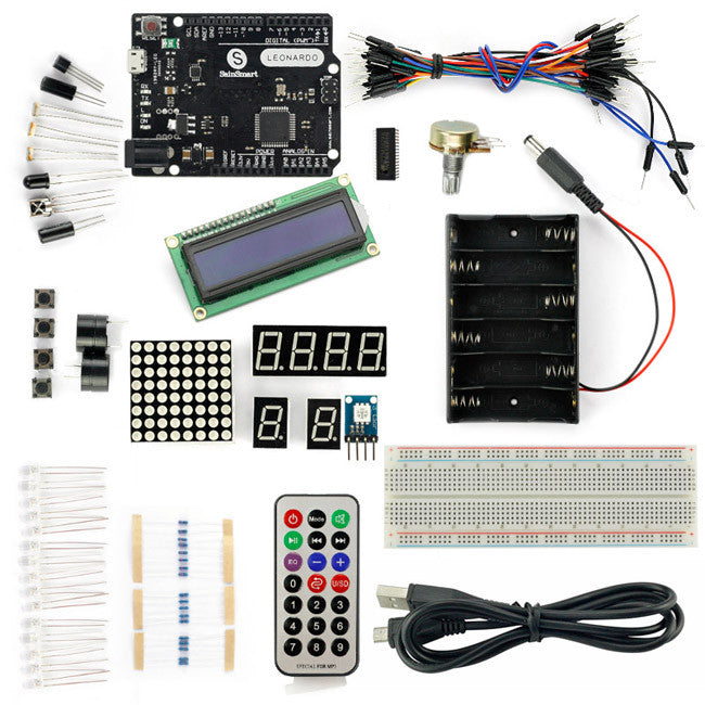 [Discontinued] SainSmart Leonardo R3+1602 Shield  Starter Kit for Arduino Projects