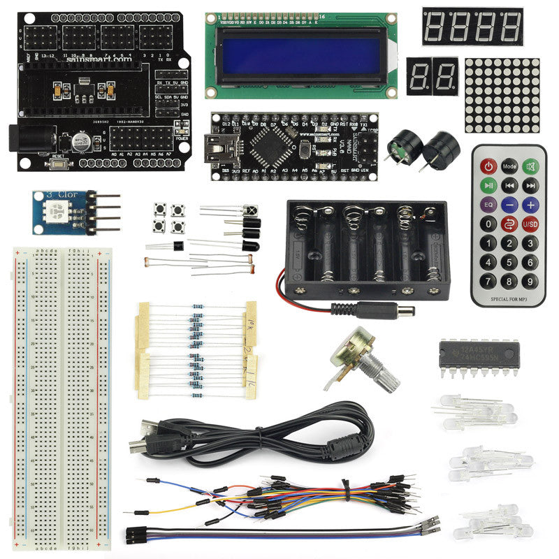 [Discontinued] SainSmart Nano V3+1602LCD Starter Kit With 17 Basic Arduino Projects