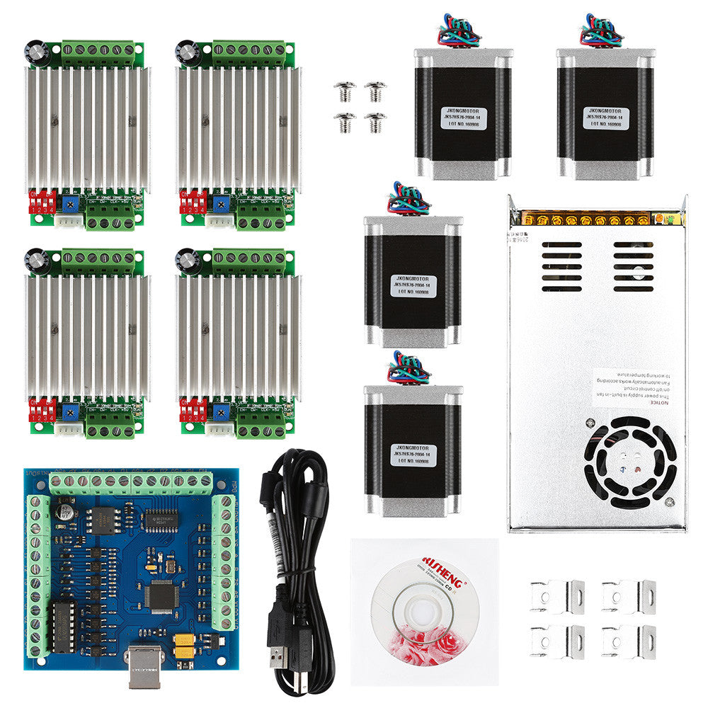 [Discontinued] CNC 4-Axis Kit 4 with Nema23 Stepper Motor & TB6600 Motor Driver Mach3 for Miling Engraving Machine