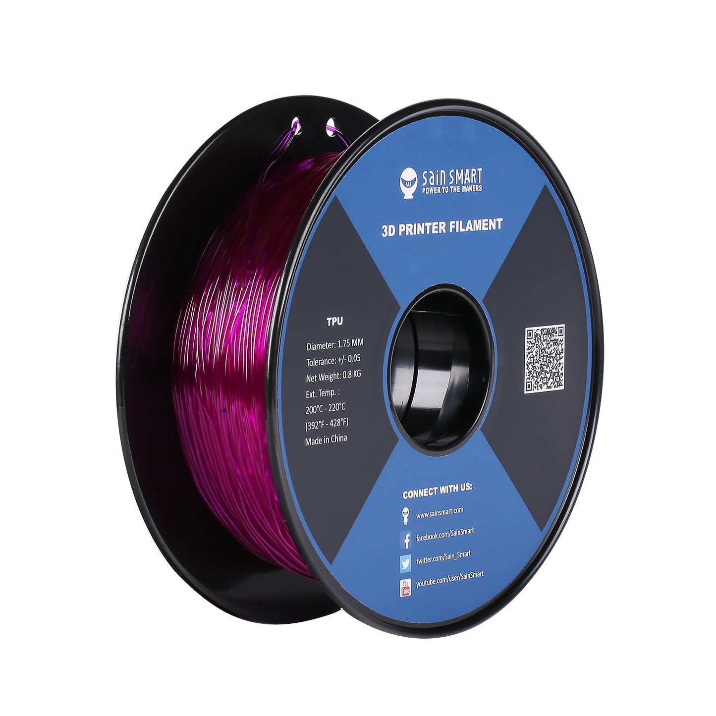 [Discontinued] Pink/Purple, Flexible TPU Filament, 1.75mm 0.8kg/1.76lb