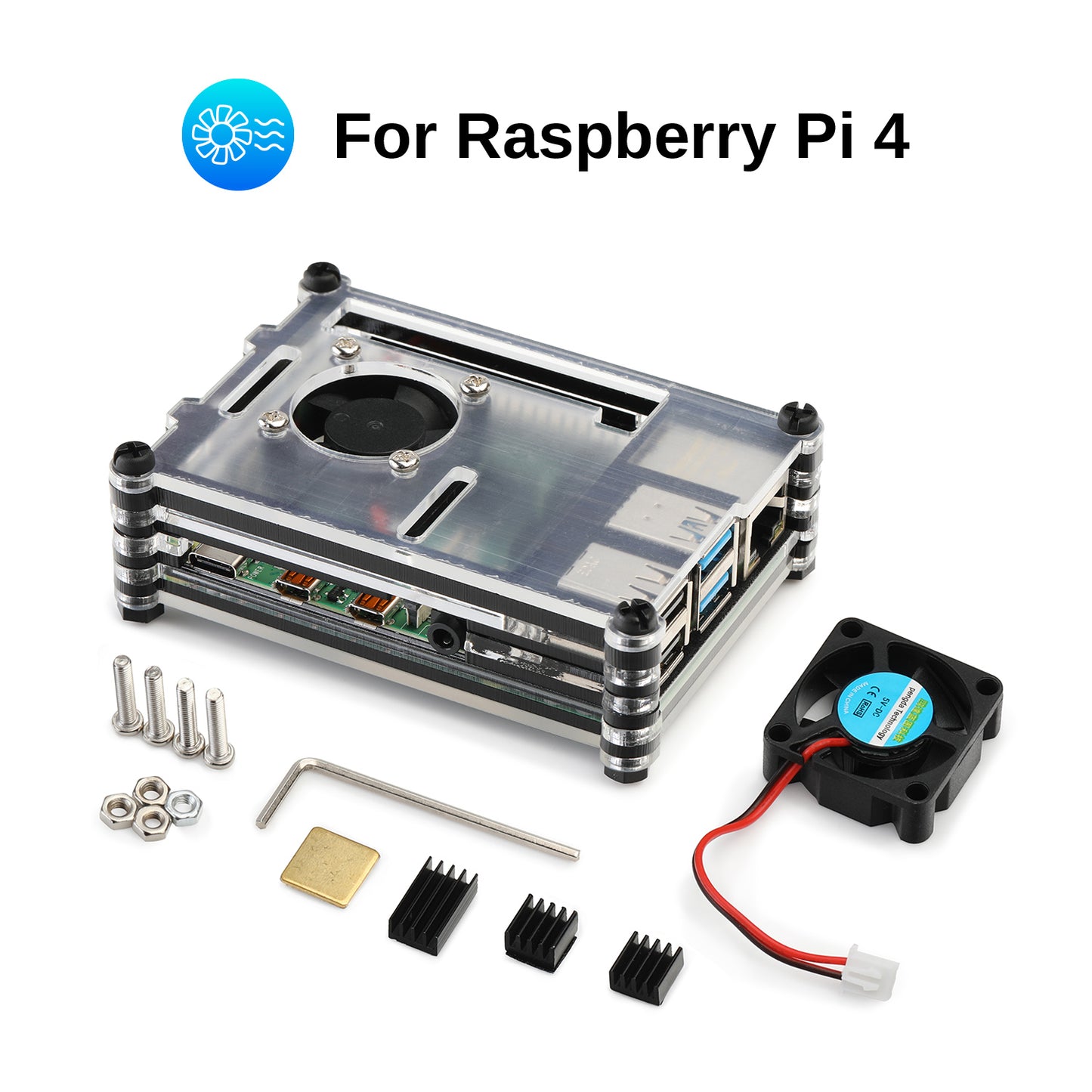 [Discontinued] SainSmart Acrylic Case for Raspberry Pi 4B with Cooling Fan