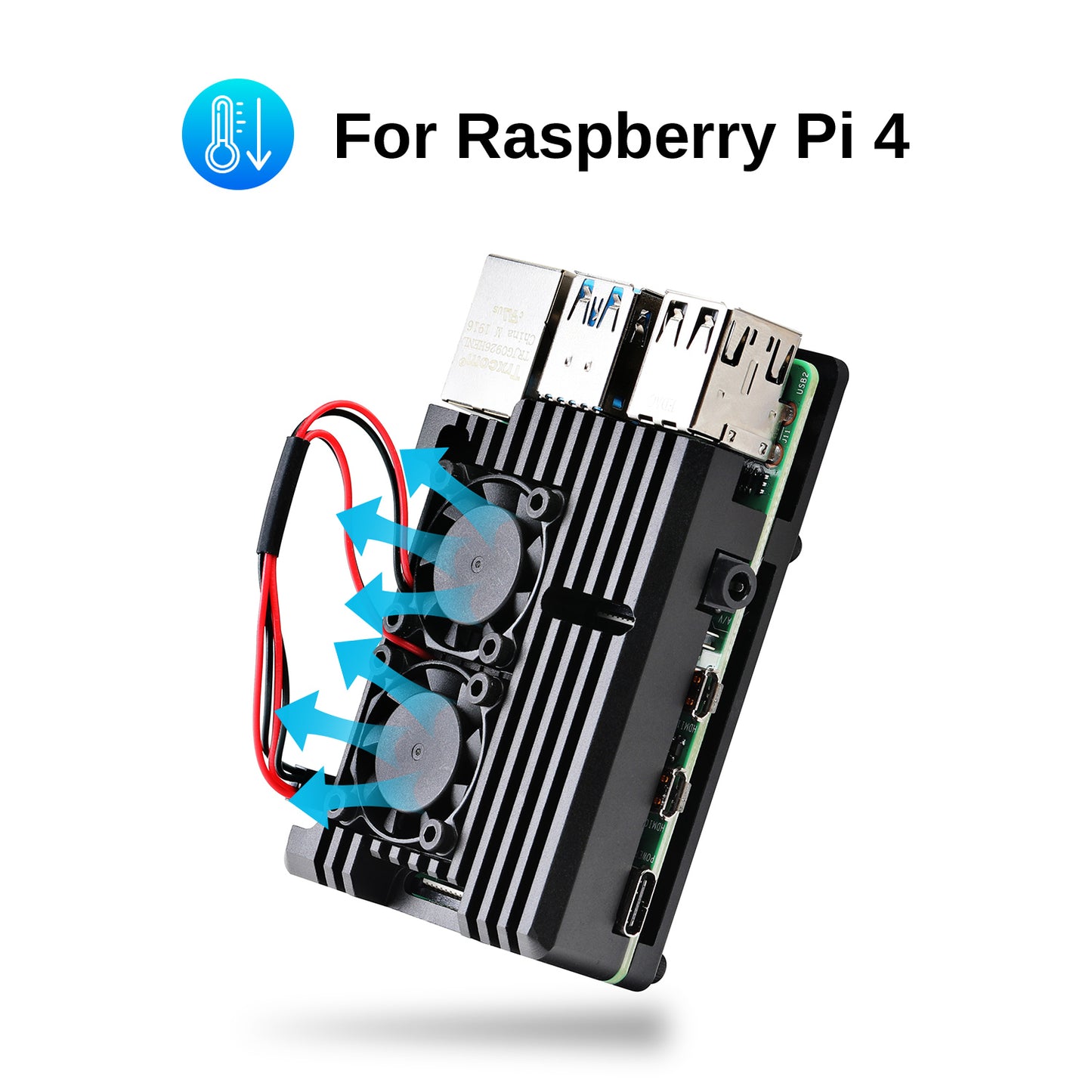 [Discontinued] SainSmart Aluminum Alloy Case for Raspberry Pi 4B with Dual Cooling Fan