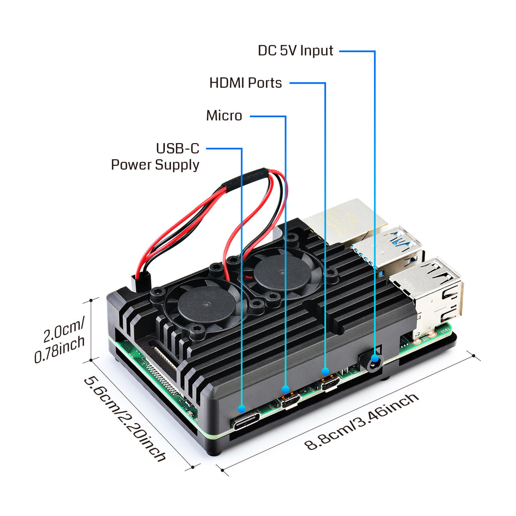 [Discontinued] SainSmart Aluminum Alloy Case for Raspberry Pi 4B with ...