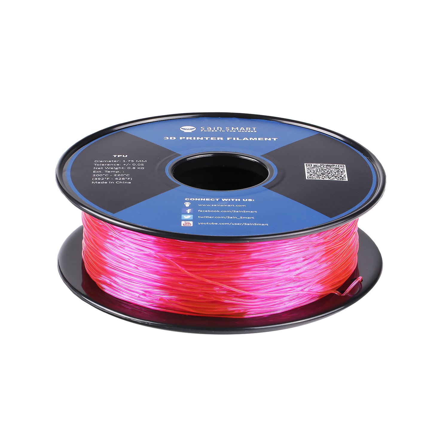 [Discontinued] Pink/Purple, Flexible TPU Filament, 1.75mm 0.8kg/1.76lb