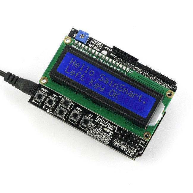 [Discontinued] SainSmart UNO R3 Improved Version +SainSmart Keypad Shield 1602 LCD Module V3 Display for Arduino