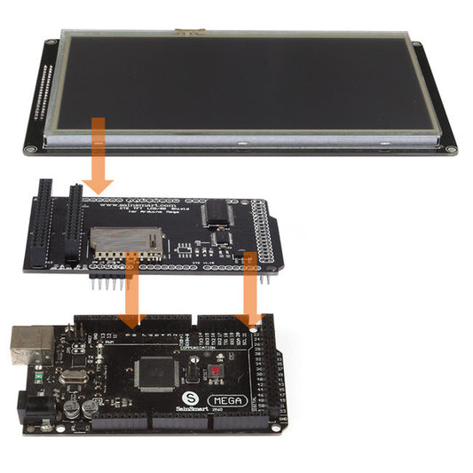 [Discontinued] MEGA2560 R3 + 7" TFT LCD Screen SD Card Slot + TFT Shield For Arduino [US Only]