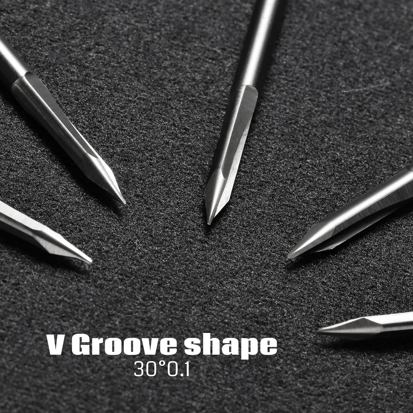 [Discontinued] VE10, 1/8'' Shank, V-Groove, 0.1mm, 30/60/90 degree, 10pcs CNC Router Bits