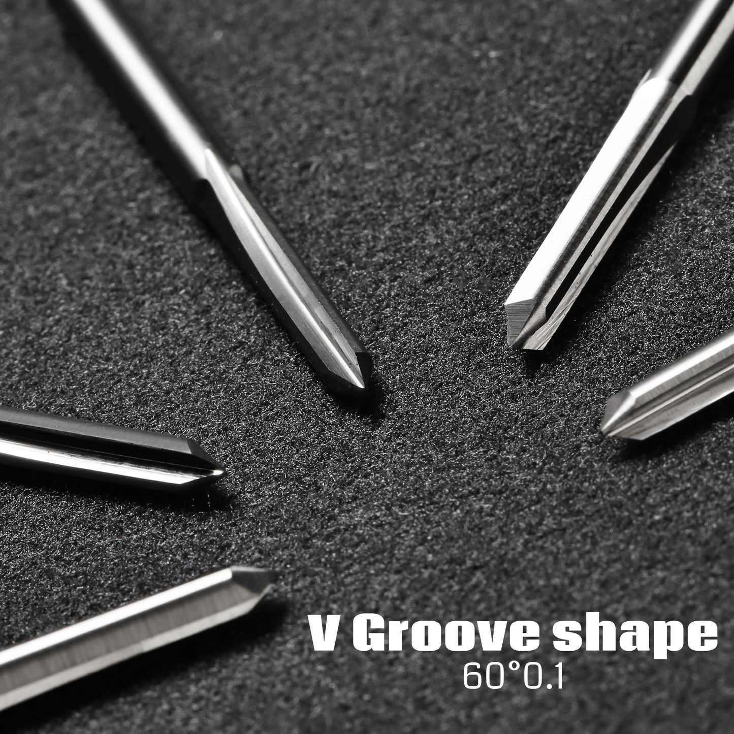 [Discontinued] VE10, 1/8'' Shank, V-Groove, 0.1mm, 30/60/90 degree, 10pcs CNC Router Bits