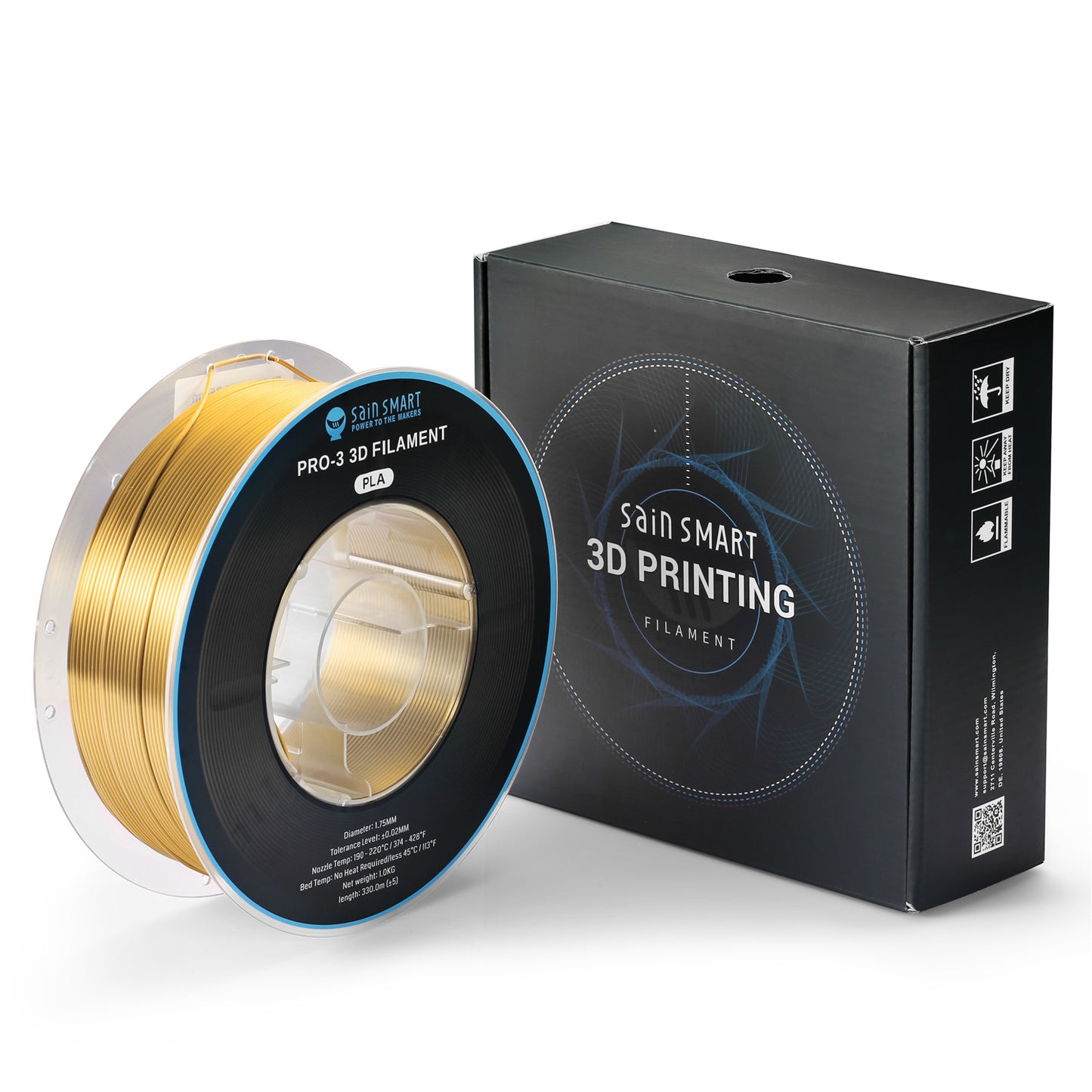 [Discontinued] PLA Filament 1.75mm 1kg/2.2lbs, Strength Base Color & Silk Metal Tone