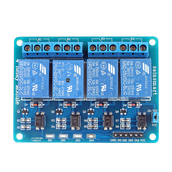 [Discontinued] SainSmart 4-Channel 5V Relay Module for PIC ARM AVR DSP Arduino MSP430 TTL Logic DE Shipping